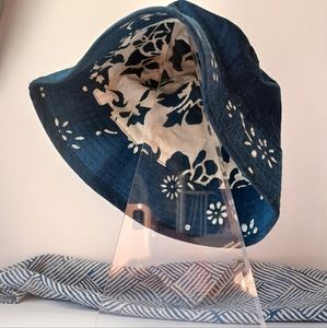 New indigo Print white blue 100% cotton cushion hat